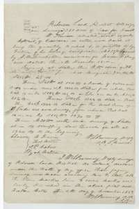 Field notes for 320 acres on a branch of Cottonwood Creek, about 11 miles west of Corsicana, surveyed for Daniel W. Kinison by deputy surveyor Wm. L. Browning.