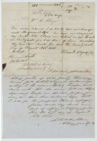 Transfer written on the certificate, from William R. Allegree to Benjamin R. Tyus, 26 August 1850, proved before the chief justice of Limestone County.