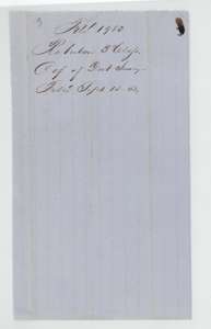 Jacket for the district surveyor's certificate, with the Land Office filing note of 15 September 1854.