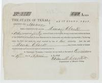 Mercer's Colony certificate for 640 acres to Dina Clark, signed by John M. Crockett at Corsicana, 19 April 1850.