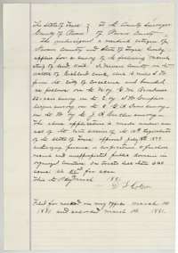 Application of D. L. Colson, a Navarro County resident, to buy a strip of vacant land on Richland Creek under the 1879 sale act, dated 1 March 1881.
