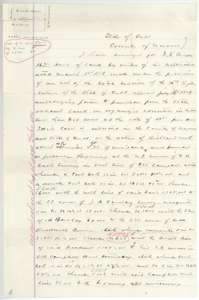 First page of field notes for 16.95 acres on Richland Creek, surveyed for D. L. Colson by county surveyor D. E. Greer under his application of 1 March 1881.