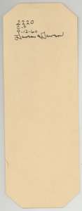 Small file tag marked with the file number 2220 and the date 12 September 1960.