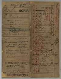 File jacket for the Friedenhaus purchases of vacant land in Navarro County, listing the field notes, receipts and other papers it holds.
