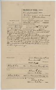 Field notes for 42 9/10 acres, surveyed for E. Friedenhaus by Navarro County surveyor Chas. E. Lee, 16 December 1887.