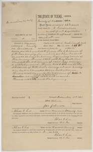 Field notes for 55 3/5 acres on Richland Creek, surveyed for E. Friedenhaus by Navarro County surveyor Chas. E. Lee, 2 December 1887.