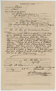 Warranty deed of 28 December 1887 in which E. Friedenhaus of Austin sells to A. B. Lee of Corsicana his right to 42 9/10 acres in Navarro County for $200.