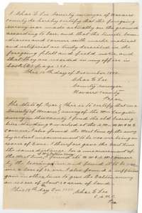 Surveyor's certificate of 19 December 1888 by Chas. E. Lee, with his statement about the old bearing trees and line lengths on the neighbouring surveys.