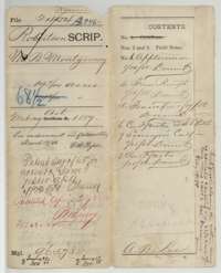 File jacket for the M. B. Montgomery purchase file, with a list of contents and Land Office filing notes.