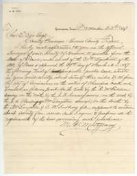 Application of 23 December 1887 by M. B. Montgomery to County Surveyor Chas. E. Lee to buy about 75 acres of vacant land on Chambers Creek.