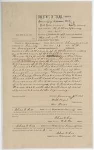 Field notes of 74 4/10 acres on Chambers Creek surveyed for M. B. Montgomery by county surveyor Chas. E. Lee, 2 January 1888.