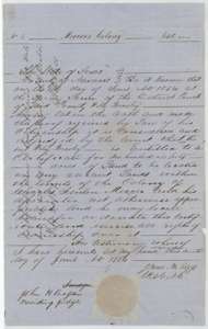 Mercer's Colony certificate No. 6 for 640 acres, awarded to Wiley Beasley by the Navarro County District Court under Judge John H. Reagan, 7 June 1854.