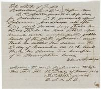 Solomon Anderson's oath before Deputy Surveyor B. P. Hollingsworth that he settled vacant public land in November 1853 and claims preemption.