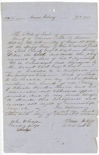 Mercer's Colony certificate No. 25 for 320 acres to George W. Meazell from the Navarro County District Court, 6-7 June 1854.