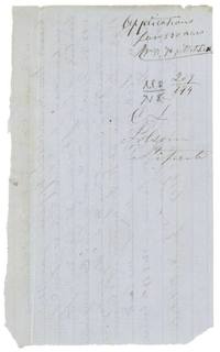 Back of the application, labelled 'Applications for 320 acres, Wm. H. Mitchell', Folsom certificate.