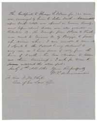 W. P. deNormandie protests delivery of the patent, saying Folsom conveyed the certificate to John Faith and he holds the heirs' power of attorney.