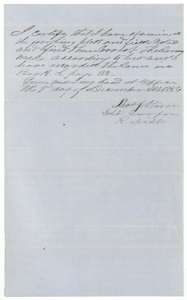 Certificate of district surveyor Thos. J. Oliver, 9 December 1856, that the 20-acre field notes were examined and recorded in Book L, page 180.