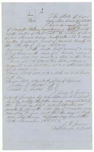 Field notes for 466 acres on the waters of Mill Creek, surveyed for William Bryant by deputy surveyor Jesse R. Grover, 6 November 1856.