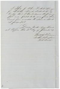 Thos. J. Oliver examines the 14-acre field notes and records them in Book L p. 362, 30 June 1857.