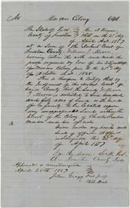 Mercer's Colony certificate for 640 acres to William J. Moore as head of a family, issued by the Freestone County District Court, 25 April 1857.