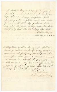 Wright's certificate of 30 September 1857 and Thos. J. Oliver's examination recording the notes in Book L page 416.