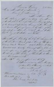 Navarro County District Court certificate of 14 April 1857 that the heirs of Ellis K. Morrell are entitled to 320 acres as Mercer's Colony settlers.