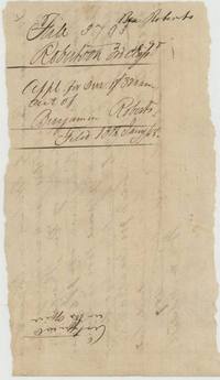 Wrapper for the application to survey 320 acres out of Benjamin Roberts' certificate, filed 13 January 1858.