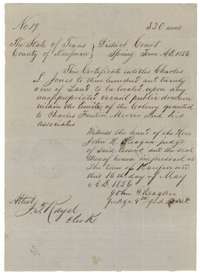 Mercer Colony certificate No. 19 issued 16 May 1856 by the District Court of Kaufman County to Charles L. Jones for 320 acres.