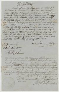 William H. Burrow, by his mark, sells his 640-acre colony certificate to David R. Mitchell for $30, 19 August 1857, with R. N. White's acknowledgement.