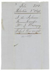 Wrapper for the Johnson to Browning transfer, filed 21 December 1861.
