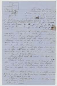 Field notes for 480 acres on Richland Creek in northwest Navarro County, surveyed for John Jacobs by deputy surveyor Milton Wright, 6 July 1857, with a small plat.