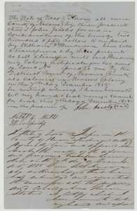 Transfer from John Jacobs to William F. Henderson of his 640-acre Mercer's Colony certificate for $250, 7 December 1855, with notary's acknowledgment.