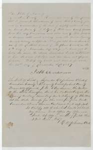 Transfer of 21 December 1857 in which James M. Clendening sells his 320-acre colony certificate to J. B. Tyus for $80, acknowledged at Springfield.