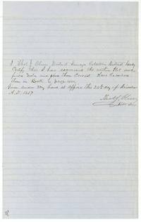 Thos. J. Oliver's certificate that he examined the plat and field notes and recorded them in Book L page 440, 24 December 1857.