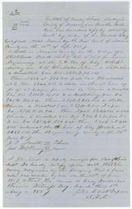 Field notes for 640 acres on Richland Creek in Navarro County, surveyed 13 June 1857 by deputy surveyor J. M. Eliot for Martha Fullerton.
