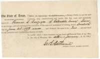 Notary's acknowledgment at Houston, 4 January 1861, of Francis L. Barziza's signature on his transfer to D. U. Barziza.