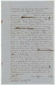 Transfer of 17 April 1857 in which Elizabeth Welch sells her colony certificate for 640 acres to Francis L. Barziza for $200.