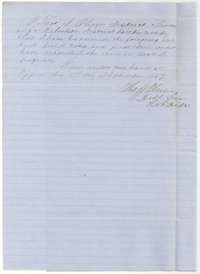 District surveyor Thomas J. Oliver's certificate of 3 September 1857 that the Shultz field notes were examined and recorded in Book L, page 405.