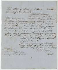Mercer's Colony certificate No. 57 for 320 acres issued to Morgan C. Rosson by the Kaufman County District Court, 12 November 1856.
