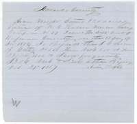 Entry of 27 February 1857 in which Arvin Wright claims 320 acres in Navarro County under Morgan C. Rosson's Mercer Colony certificate.