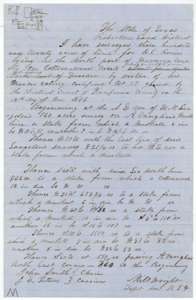 Field notes and plat for 320 acres on Cottonwood Creek, surveyed for Arvin Wright by deputy surveyor Milton Wright, 28 April 1857.