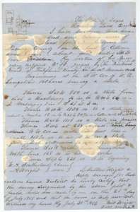 Field notes and plat for 320 acres on the head of Cottonwood Creek, surveyed for William G. Donaghe by deputy surveyor Milton Wright, 28 July 1857.