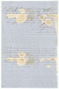 District surveyor Thomas J. Oliver's certificate of 29 October 1857, with Navarro County surveyor J. M. Elliot's correction of 24 April 1861.