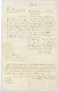 Mercer's Colony certificate No. 6 for 320 acres issued to Archibald Ledbetter by the Ellis County District Court at Waxahachie, 16 December 1856, with his assignment to John H. Hudson.