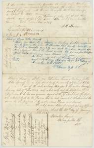 Transfer by John H. Hudson to Arvin Wright of Ledbetter's certificate for $100, 30 December 1857, with the notary's acknowledgments and a wrapper.