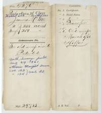 File jacket for James McGee's two surveys, 258 acres in Hill County and 219 acres in Navarro County, with the patent note of August 1861.