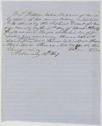 William Wilson enters 320 acres by his colony certificate beginning at the SE corner of J. Lester's 640-acre survey, 12 February 1857.