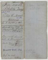 File jacket for Ellis K. Morrell's 160-acre Mercer's Colony survey, with map-check and patent notes of 1862.