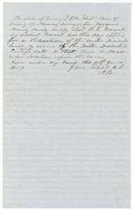 County surveyor J. M. Eliot's certificate of 11 June 1859 that a relocation of the Morrell land was applied for and no one else holds it.