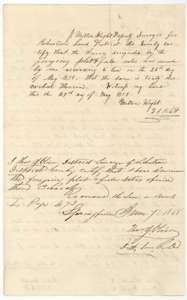 Certificates of deputy surveyor Milton Wright, 27 May 1858, and district surveyor Thos. J. Oliver, 7 June 1858, that the Gotcher survey is correct and recorded.
